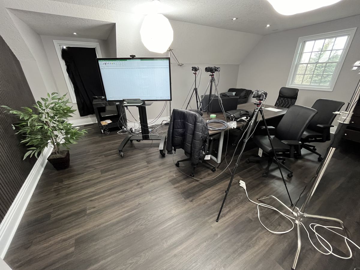 Finished studio room with cameras and screen